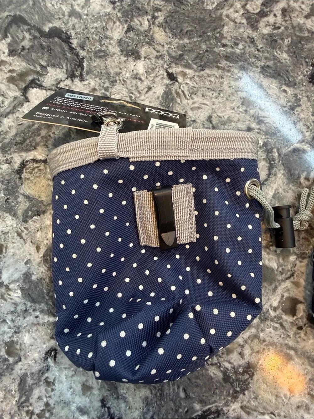 DOG Owners Outdoor Gear () Navy Polka Dot Treat Pouch